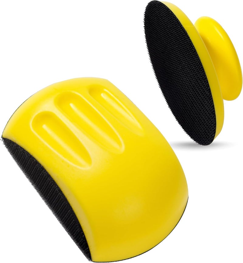 Shawya 5 Inch Hand Sanding Block Hook and Loop Sanding Block 2 PCS Round and Mouse Hand Sanding Blocks Foam Sanding Blocks Auto Body Hand Sanders for Wood Mouse Sanding Pad Sandpaper Holder - Image 1